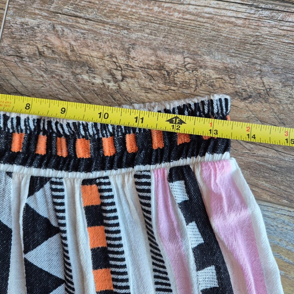 Devotion Twins Psarou Maxi Skirt Tiered Elastic Waist Black Orange Assorted - Picture 11 of 14